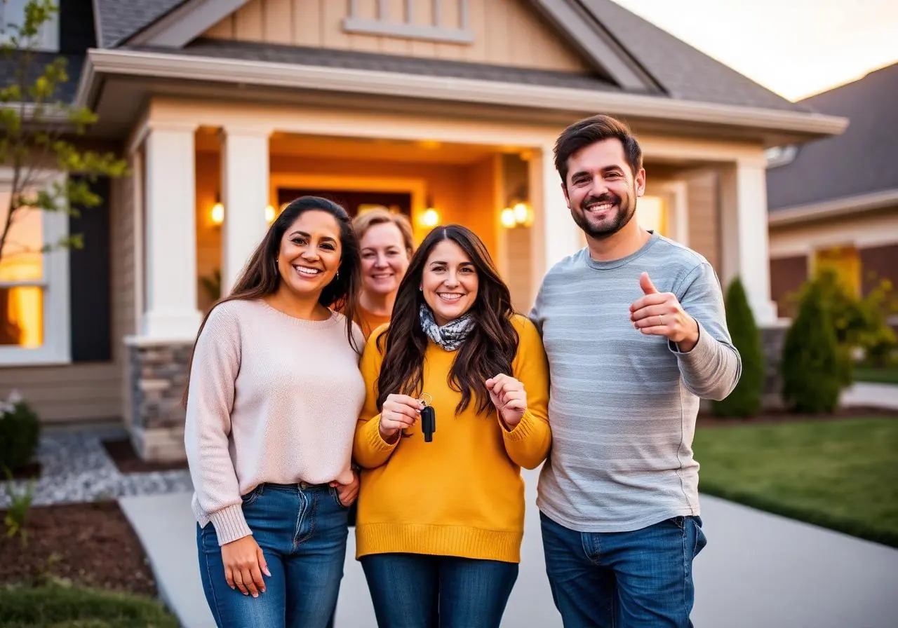 Happy family celebrating their new home purchase in Ontario